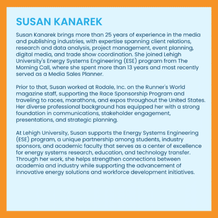 Susan Kanarek representing Energypath 2026 sponsor, Lehigh University ESE